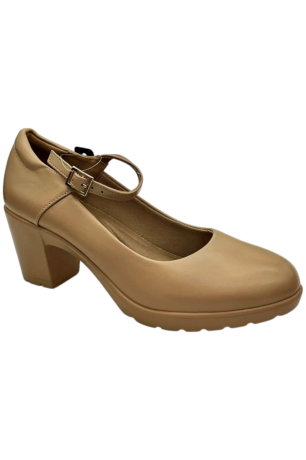 Спортивные женские туфли-лодочки Mary Jane на низком каблуке телесного цвета