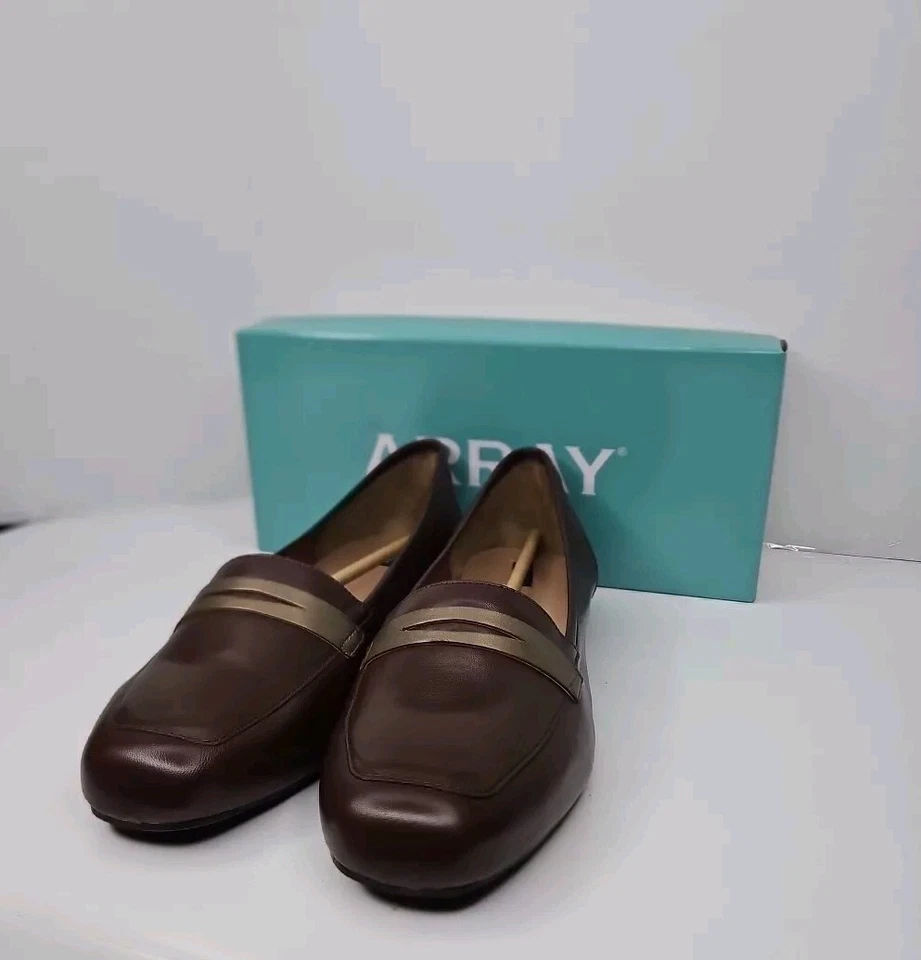 Array Womens Marlowe Brown Bronze Leather Loafers Shoes Size 12 Wide NWB - Image 2 of 4