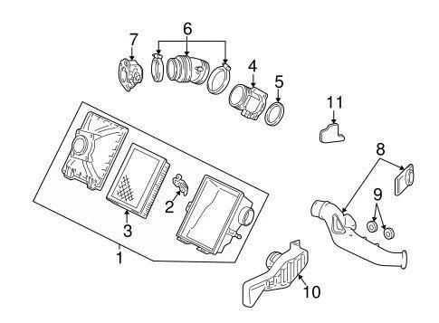 Caja de carcasa de filtro de aire (3,0 L)(OHV)(#1 en avería de piezas) Ford Taurus 2000-2003 Foto 2 de 4