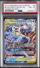 2019 POKEMON SUN & MOON COSMIC ECLIPSE #38 BLASTOISE & PIPLUP GX PSA 8