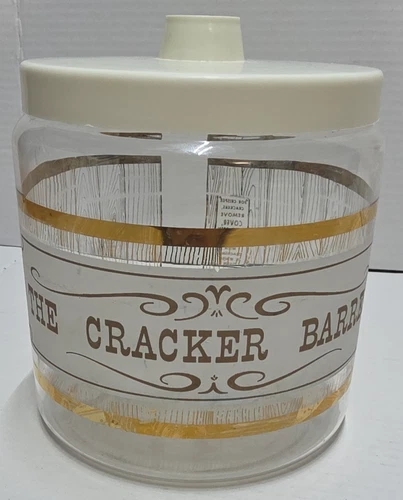 Vintage Pyrex Glass Cookie Canister "The Cracker Barrel" Jar Storage W/Lid