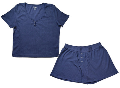 M&S Collection Kinder Pyjama mit hohem Baumwollanteil gerippt (6-16 Jahre)