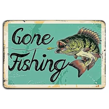 Gone Fishing - Classic Rustic Metal Sign for Fishing Enthusiasts
