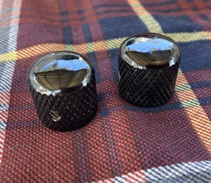 Two Black Chrome Jackson Japan Dome Guitar Knobs- Screw-On, Dinky, Rhoads, USA