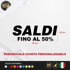 Adesivo Saldi Fino Al 50% in Vetrofania per Vetrine Negozi Saldi e Sconti