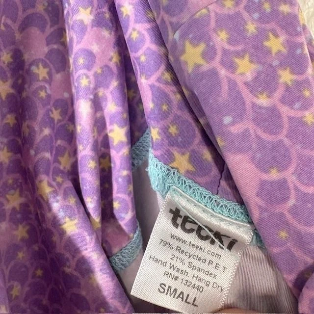 Leggings Teeki para mujer pequeños púrpura estrella sirena cintura alta pantalones de yoga elásticos Foto 4 de 4