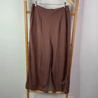 Sportsgirl Wide Leg Culotte Pants Womens 12 Brown Linen Elastic Waist Boho