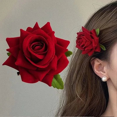 Flower Hair Rose Clip Hairpin Brooch Safety Pin for Wedding Valentine's Day - Image 1 of 4