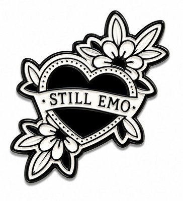Still Emo Black Heart Metal Pin Badge Brooch Goth Alt Horror Tattoo Elder Punk