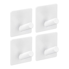 Self Adhesive Hooks, 4 Pack 304 Stainless Steel Sticky Hooks Wall Hanger, White