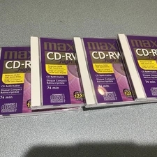 Maxell CD-RW Recordable ReWritable Discs 650Mb 74Min 4x To 12x w Case Lot of 4