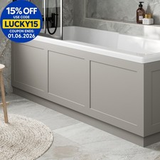 Traditional Bathroom 1700mm Front Bath Panel 18mm MDF Wood Grey Plinth Easy Cut