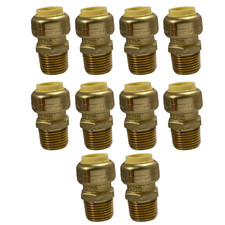 10 Pack  XFITTING 1/2" Push Fit x 1/2" Male NPT Adapter, Lead Free Brass