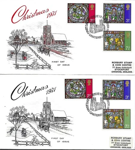 1971 Christmas, matching Stuart FDCs, FDI Canterbury SpHS