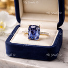 14k  Yellow gold Natural Diamond & Cushion shape AAA Tanzanite ring 5.00 ct — photo 9