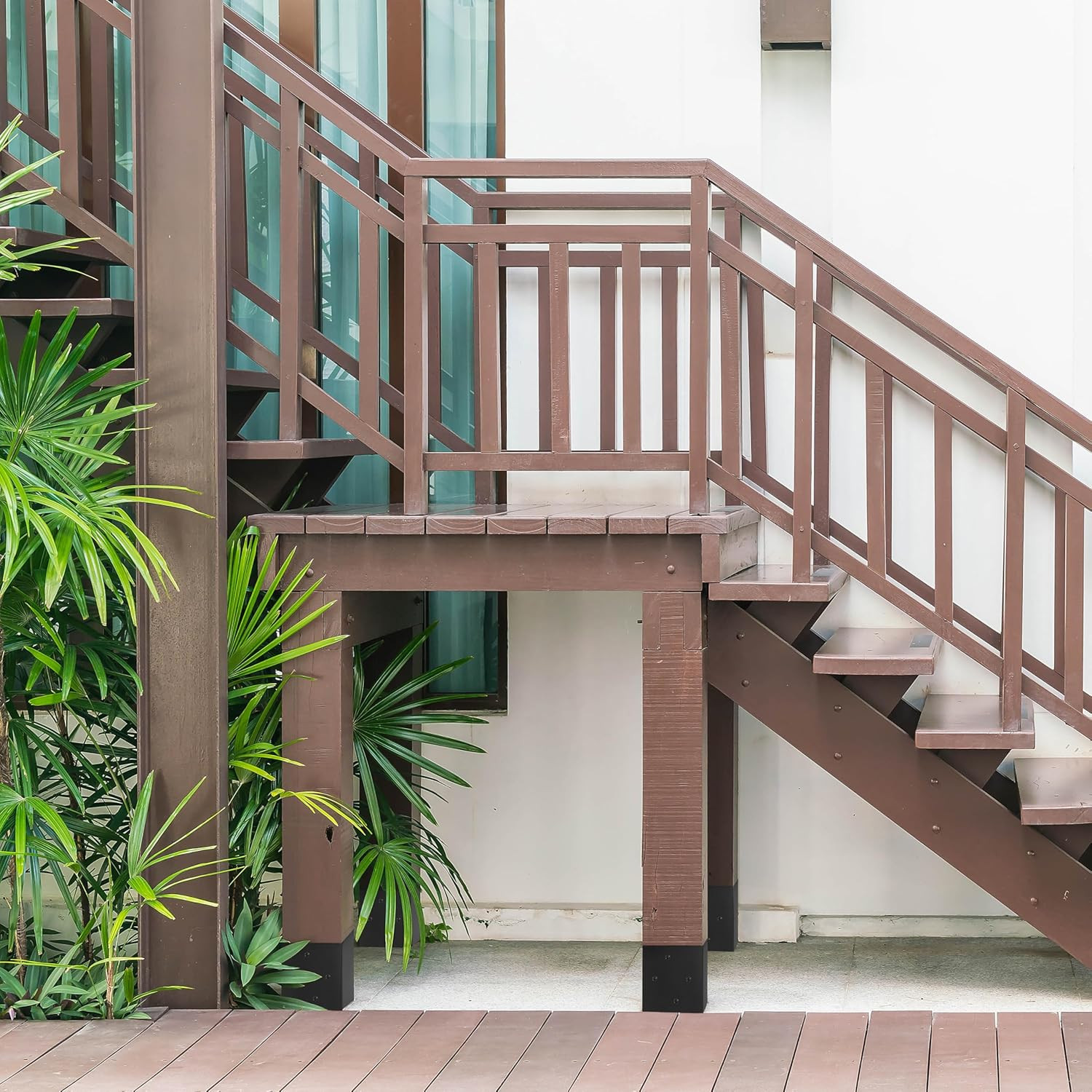 6X6 Fence Post Holder Ground Spike Use for Concrete Deck - Post Anchor Metal Bla