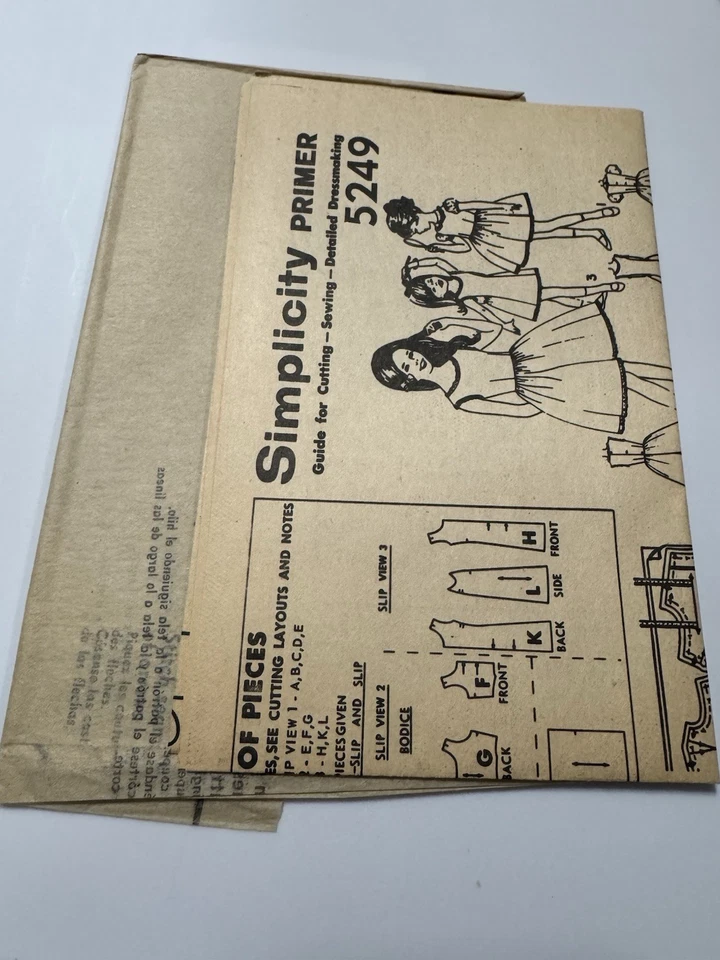 VTG Simplicity Pattern 5249 Girls Blouse-Slip Or Slip UC:FF Dress Size 4 Child - Image 3 of 3