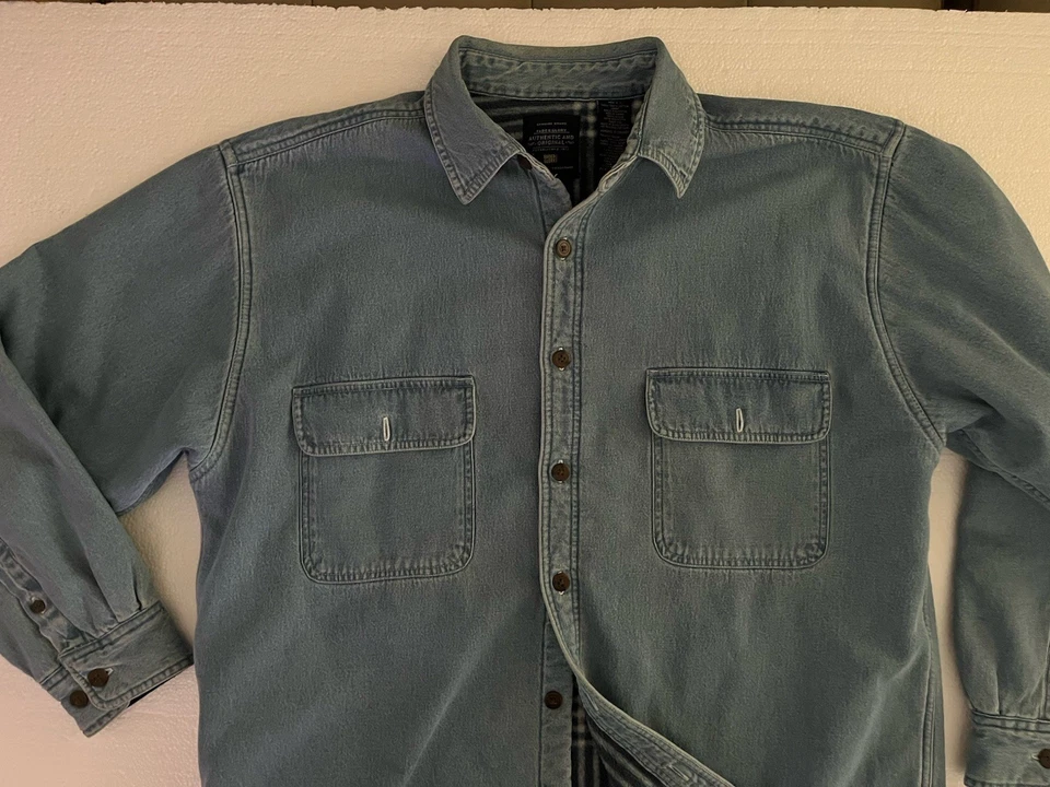 Camisa de Trabajo Glory Desteñida Para Hombre Talla Grande Forrada de Vellón Azul Jean Camisa Abrigo  Foto 3 de 4