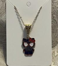 Hello Kitty Whimsical Charm Cartoon Halloween Fun Pendant Gold Necklace 18  