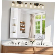 Bathroom Mirror for Wall 48"x40", Large Brushed Bathroom 48"L x 40"W Silver