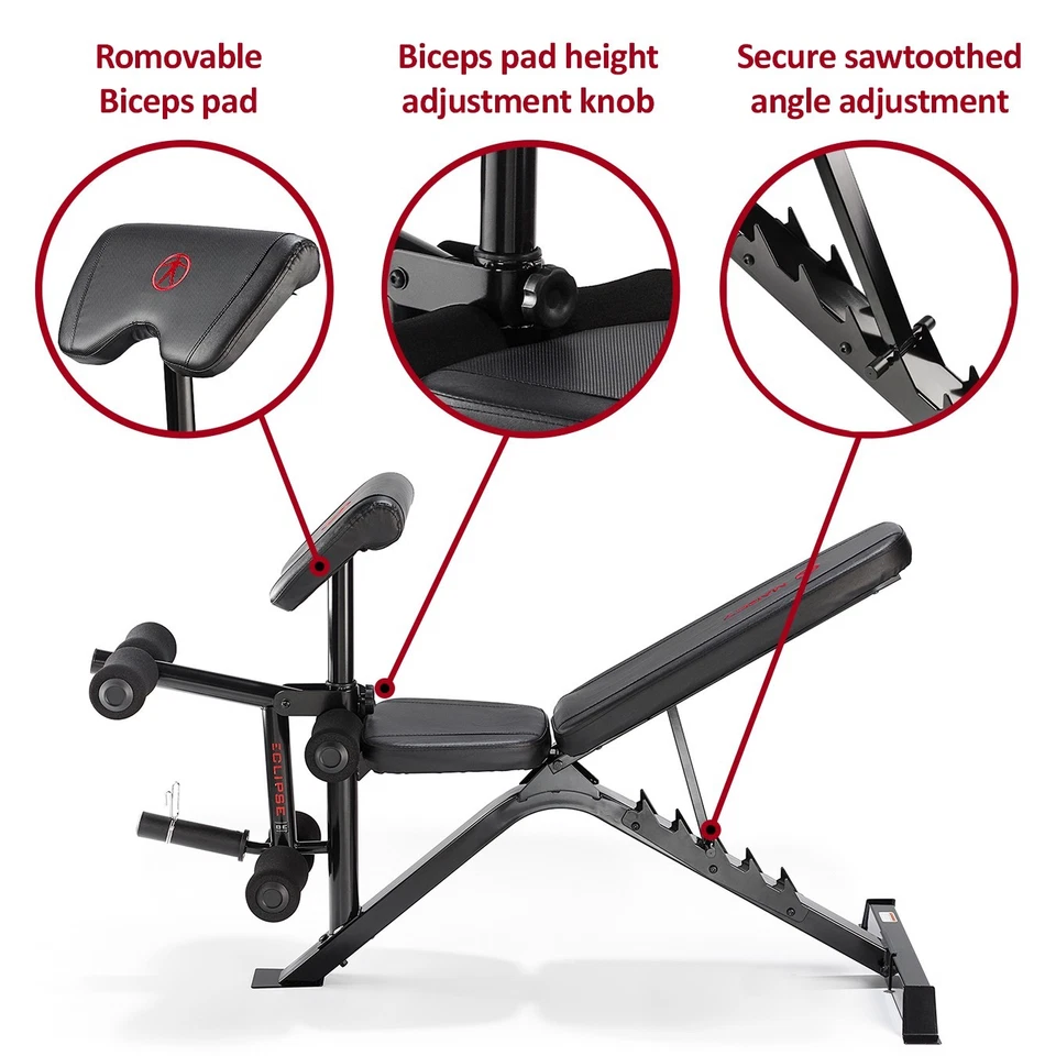 ADJUSTABLE WEIGHT BENCH SQUAT RACK LEG EXTENTION ARM CURLS MARCY BE3000 - Image 3 of 4