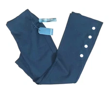 Harve Benard Black Elastic Waist Pull Boot Cut PANTS sz.M Stretch Gold Button