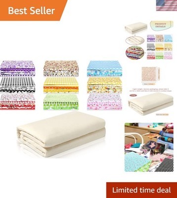 50 Fun Fabric Squares & Soft Cotton Batting for Personalized Quilting Creations