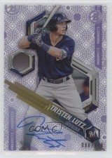 2018 Bowman High Tek Prospects Purple Rainbow Diffractor Tristen Lutz Auto v1x