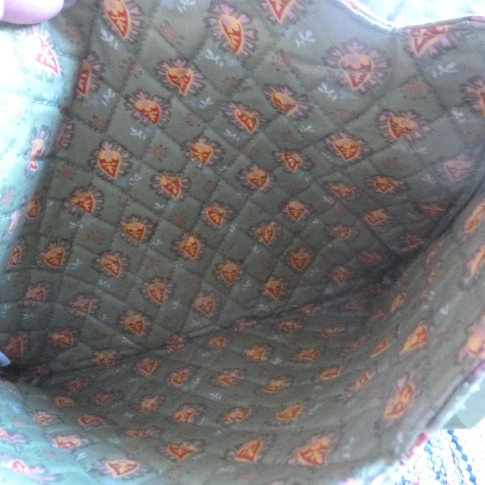 Bolso de Mano Longaberger Asas de Cinta Verde y Naranja Paisley - Usado en Excelente Condición Foto 3 de 4