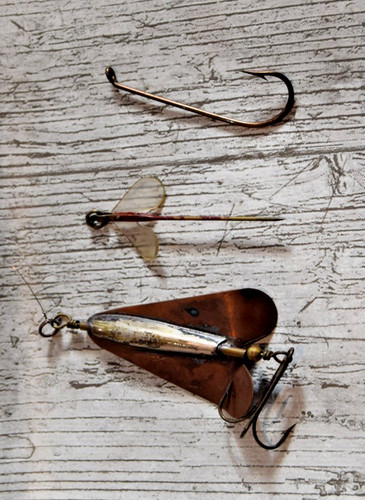 Vintage Metal Brass Folkart Homemade Fishing Lure Hook etc Angling UK SELLER