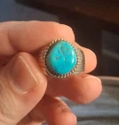 Men's Kingsman Turquoise Sterling Silver 925 Native American Gem Ring Size 10