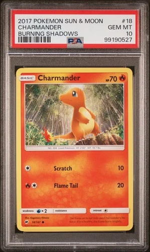 2017 POKEMON SUN & MOON BURNING SHADOWS #18 CHARMANDER PSA 10