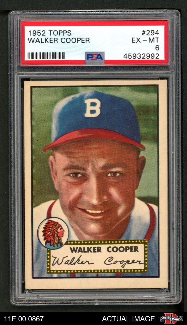 1952 Topps #294 Walker Cooper Braves SHORT-PRINT PSA 6 - EX/MT