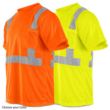 Hi Vis Safety Shirt ANSI Class 2 Type R Reflective Lime S-TS-25 JORESTECH
