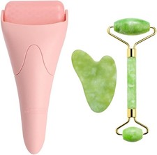 3-in-1 Natural Jade Roller and Gua Pink Ice   Sha