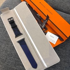 Hermes Apple Watch Navy Nylon Band 42/44mm Black Buckle