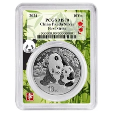 2024 10 Yuan Silver China Panda PCGS MS70 FS China Panda Frame