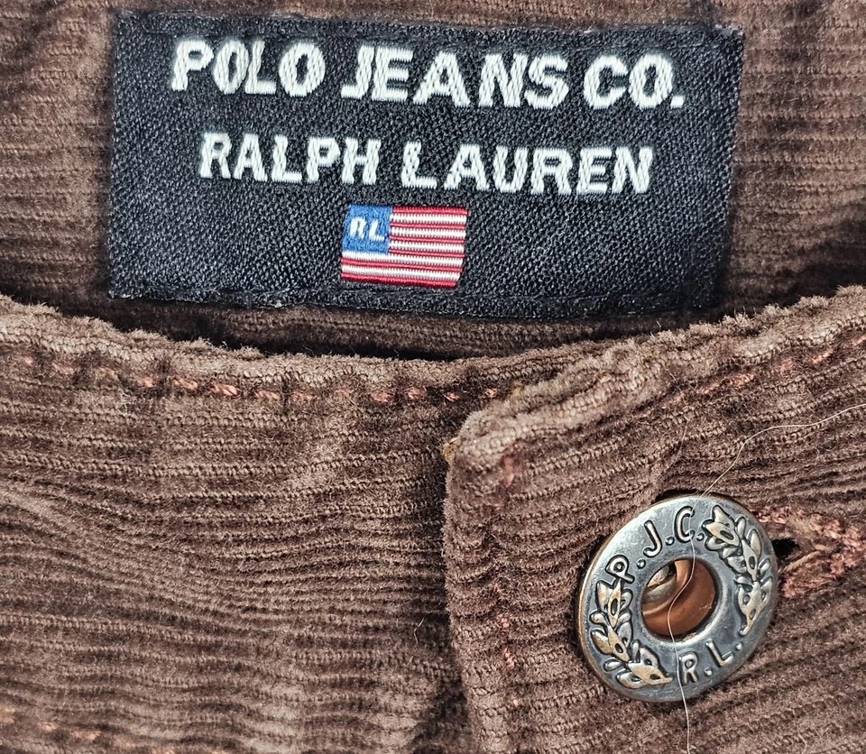 90 年代 Y2K Polo Ralph Lauren 裤子女式 8 码靴型棕色灯芯绒弹力 — 第 2/4 张图片