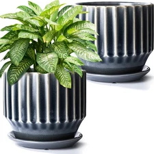 AISBUGUR Plant Pots 6 inch Ceramic Pots for Indoor Plants Set of 2 Flower Pot...