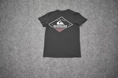 Quiksilver Shirt Adult Small Black White Cotton Surf Surfer Surfing Logo Mens