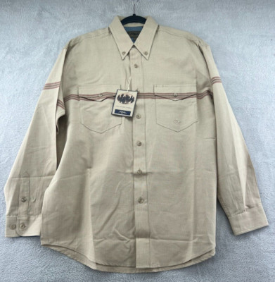 VTG Roper Shirt Mens Medium Beige Brown Star Cowboy Gaucho Western