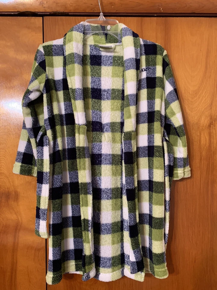 Bata Niño CALVIN KLEIN TALLA XS 5/6 5-6 Verde Azul Blanco Cuadros Monograma Foto 2 de 4