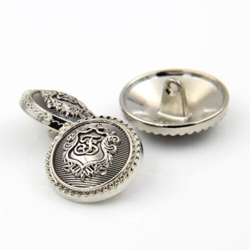 METAL SHANK BUTTONS PATTERNED ROUND SILVER 15MM-23MM FOR CLOTHING/SEWING CRAFTS - Picture 3 of 5