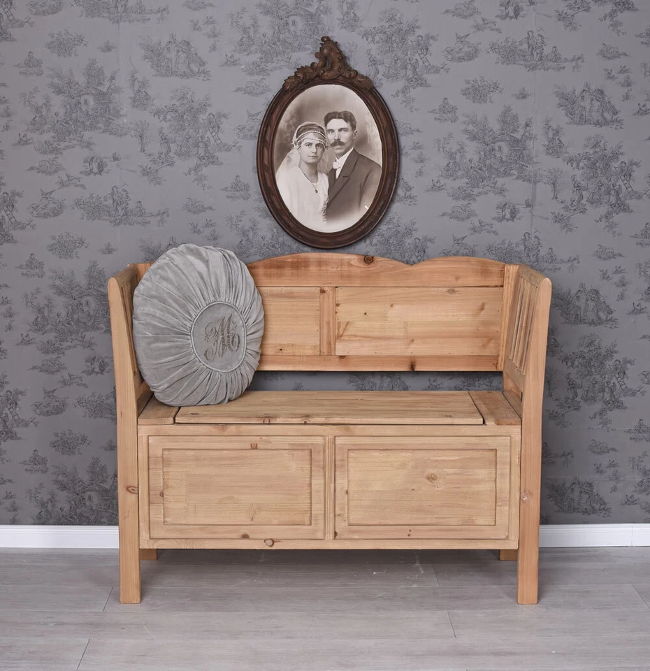 Storage Bench Wooden Bench with Folding Lid Antique Garden Bench - Image 2 of 4