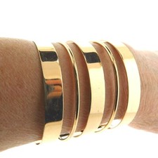 Wide Bangle Cuff Bracelet Gold Tone 2.25x7.5 Inch