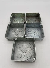 5 lot Steel City Galvanized Steel 4" Square 1.5" deep Metal Electric Outlet Box