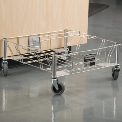Rubbermaid Stainless Steel Dolly, For 2 Slim Jim Containers 16/23 Gallon Cans