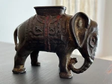 Vintage A. C. Williams Cast Iron Elephant with Seat Coin Bank Early 1930s