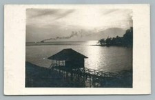 Distant Steamship JAVA Photo RPPC Antique AR Tazaki BATAVIA Indonesia STAMP 1930