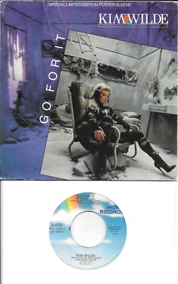 KIM WILDE  Go For It / Lovers On A Beach  rare 45 with POSTER PicSleeve